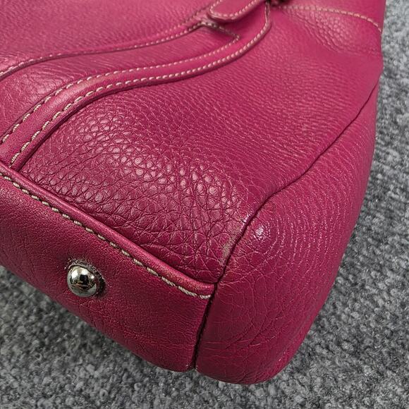 Fossil Pebbled Leather Satchel Bag Womens Fuchsia Pink Tote Handbag 75082 - Picture 11 of 16